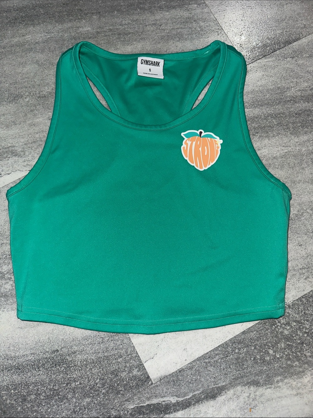 Gymshark Strong Peach Crop Tank in bright green S